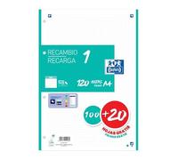 Oxford Recambio 1 Color DIN-A4 120 hojas 4 taladros 90 g Cuadros 5 mm Verde