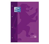 Oxford Recambio Color-1, encolado, A4, cuadriculado 5x5, morado, 400073236