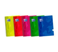 Oxford school classic fº cuaderno espiral - tapa de plastico resistente - cuadricula 5x5 con margen - 80 hojas - colores surtidos (5 uds)