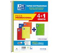Oxford school classic write&erase pack 4+1 fº - cuaderno espiral - tapa extradura - 1 linea con margen - 80 hojas - colores surtidos