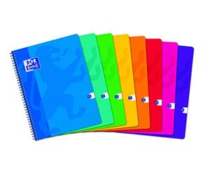 Oxford School - Juego de 10 cuadernos de espiral (cuadrícula pequeña de 5 x 5, 100 páginas, 24 x 32), varios colores
