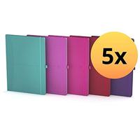 Oxford Signature - Libreta (5 unidades, DIN B5, cuadriculado, 160 páginas, 5 colores)
