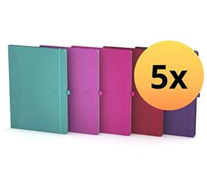 Oxford Signature - Libreta (5 unidades, DIN B5, cuadriculado, 160 páginas, 5 colores)