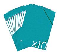 Oxford Topfile+ - Lote de 10 camisas con 3 solapas (tamaño A4, cierre elástico), color azul