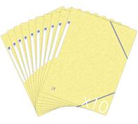 Oxford Topfile+ - Lote de 10 carpetas de cartón con 3 solapas, formato A4, cierre elástico, color amarillo pastel