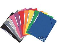OXFORD TopFile+ - Lote de 50 carpetas de cartón con 3 solapas elásticas tamaño A4, 10 colores surtidos