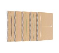 OXFORD Touareg - Cuaderno A4 alineado, 180 páginas, papel reciclado, encuadernación en espiral, manta kraft, color aleatorio