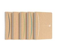 Oxford Touareg, Cuaderno A5, hojas cuadriculadas de 5 mm, 100 páginas, papel reciclado, encuadernación con espirales, tapa de papel kraft, color aleatorio