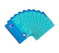 Oxford Touch College Pad Duo A4 cuadriculado y rayado, 80 hojas, azul, paquete de 10