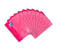 Oxford Touch Collegeblock A4 - Lote de 10 blocs de notas (80 hojas, cuadriculado), color rosa