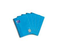 Oxford Touch - Cuaderno de notas (5 unidades, B5, cuadriculado, con borde izquierdo, 80 hojas), color azul