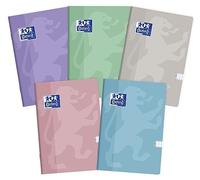 Oxford Touch Pastel - Cuaderno escolar (tamaño A5, 60 hojas, cuadriculado, 5 unidades),