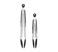 OXO Good Grips 2-Piece Tongs with Nylon Heads Set | Incluye pinzas de bloqueo de 12 y 9 pulgadas, resistentes al calor y seguras para utensilios de cocina antiadherentes