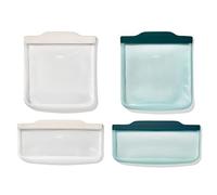 OXO Good Grips - Bolsas reutilizables de silicona, juego de 4 piezas para el almuerzo, color avena/laguna