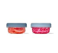 OXO Good Grips Contenedor Twist & Stack: 350 ml: Paquete de 2: Hermético, Resistente a Manchas, Apilable + Tapas Universales + Fácil de Limpiar + Diseño Inteligente de Ahorro de Espacio