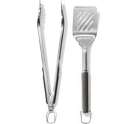 OXO Good Grips – Juego de espátula y pinzas para barbacoa, acero inoxidable