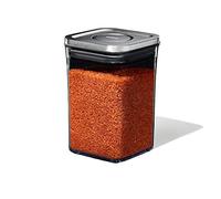 OXO SteeL Recipiente para alimentos de acero cuadrado, pequeño y bajo, Tarro de cocina hermético para alimentos con tapa de acero inoxidable, Tamaño pequeño 1 litro