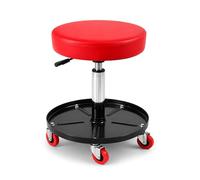 Oxxggkao Taburete ergonómico acolchado para reparación de coche con marco de acero y asiento de cuero para mecánicos y entusiastas del bricolaje, taburete de garaje con bandeja