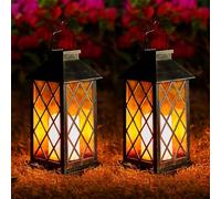 OxyLED Farol Solar Exterior Grande, 2 Farolillos Solares Exterior LED IP44 Impermeables, Lámpara Solar Decorativa Vintage para Jardín, Terraza, Patio, Árbol, Mesa y Camping