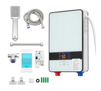 Oxylonty Calentador de agua instantáneo 6500 W 220 V con ducha de mano, mini calentador de agua para cocina y baño, calentador de agua eléctrico sin depósito con pantalla táctil LED