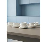OZ HOME BAVARY Capital Juego De Tazas De Té Con Platillo - Juego De Porcelana Para 6 Personas De 120 Ml - Diseño Ondulado Moderno - Oreja Angular - Espresso/Moca/Demitasse - Café Turco - Apto Para