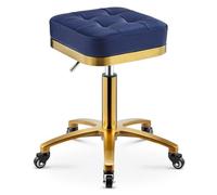 OZBMA Taburete de Belleza Giratorio de 360° con Ruedas, Altura Ajustable - Banco Profesional para barbería con Barra Dorada para Cocina, salón, Bar, Oficina, masajes (Talla única B)