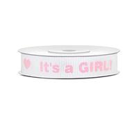 P&D Banda Cinta de Regalo Banda Decorativa Chica It's a Girl 12mm X 10m para Nacimiento Bautizo
