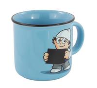 p:os 33825 - Taza Mainzelmännchen con efecto de cambio de color en azul, taza infantil de porcelana, capacidad aprox. 180 ml, para bebidas calientes y frías