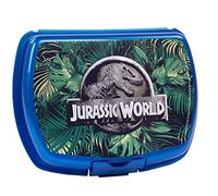 p:os Jurassic World - Fiambrera para niños con diseño de dinosaurio, caja de almuerzo de plástico con un compartimento y cierre de clip, ideal para el almuerzo en la escuela