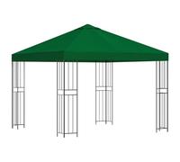 Pabellón 3 x 3 m Verde Poliéster y Acero 190 GSM | Cenador jardín, patio y patio, techo de dos capas, drenaje integrado, relajación y recepción