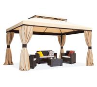 Pabellón de jardín crema con cortinas Valencia 3x4 m Garden Point