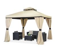 Pabellón de jardín crema con cortinas Valencia Garden Point 3x3 m
