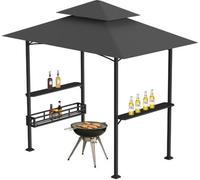 Pabellón de jardín de 238 x 148 x 250 cm. Tienda de fiestas con doble cubierta. Pabellón de jardín con zona de barbacoa. Pabellón de jardín. Pérgola gris