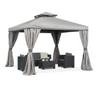 Pabellón de jardín gris con cortinas Valencia 3x3m Garden Point
