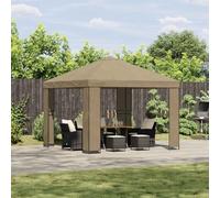 Pabellón exterior 3x3m Beige de poliéster 190 GSM y acero, Gazebo Industrial impermeable para terraza y jardín, parasoles con toldo ancho para proteger del sol Estival,