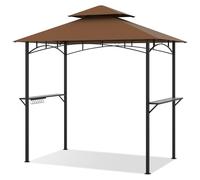 Pabellón para barbacoa con techo doble, estanterías y ganchos, de 240x151 cm