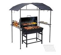 Pabellón para Barbacoa Relaxdays, 230×210×116 cm, con estantes Laterales, Acero y poliéster, jardín, Antracita