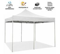 Pabellón plegable de 3 x 6 metros, color blanco, con revestimiento de PVC impermeable