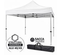 Pabellón plegable de aluminio profesional con estructura hexagonal, modelo Market-Pro 3x3, color blanco, impermeable