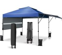 Pabellón pop-up de 3x3 metros de COSTWAY con dos toldos, estructura plegable con bolsa de transporte, 4 sacos de arena, protección UV 50+, tienda de jardín plegable, carpa para fiestas impermeable y r