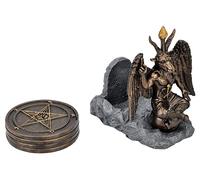 Pacific Giftware Baphomet - Figura con posavasos de pentagrama (14 cm), diseño de lápida
