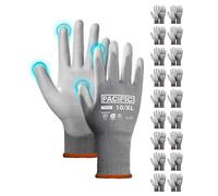 PACIFIC PPE 18 Pares Guantes de Trabajo para Hombre y Mujer, 10/XL, Gris | Protección para Tareas Ligeras, Touchscreen, transpirables, Taller, Mantenimiento, Jardinería, Almacén, Mecánica