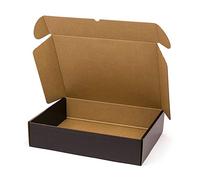Pack 10 Cajas Cartón Kraft Automontables con Tapa Color Negro - Resistentes para Envíos, Ecommerce y Mensajería con medidas 42x32x10 cm