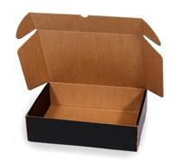 Pack 10 Cajas Cartón Kraft Automontables con Tapa Color Negro - Resistentes para Envíos, Ecommerce y Mensajería con medidas 30x22x8 cm