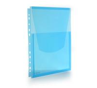 Pack 10 Dossier Bolsa para con fuelle de 2 cm de Gran capacidad y multitaladro para Archivar en anillas -Polipropileno 100% Reciclable de gran resistencia y Calidad by Office Box (Azul)