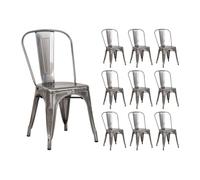 Thinia Home Pack 10 Sillas Apilables Industriales de Acero 45x45x85cm Thinia Home