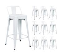 Thinia Home Pack 10 Taburetes Altos Industriales Apilables de Acero 41x41x85cm Thinia Home