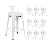 Thinia Home Pack 10 Taburetes Altos Industriales Apilables de Acero 41x41x85cm Thinia Home