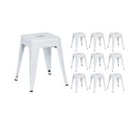 Thinia Home Pack 10 Taburetes Bajos Industriales Apilables de Acero 38x38x46cm Thinia Home