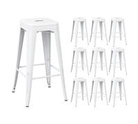 Pack 10 Taburetes Medios Industriales Apilables de Acero 43x43x76cm Thinia Home White